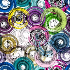 Gordijnen seamless background pattern, with circles, strokes and splashes, grungy © Kirsten Hinte