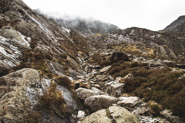 Walking around Lake Idwal, Llyn Idwal, Snowdonia, Wales
