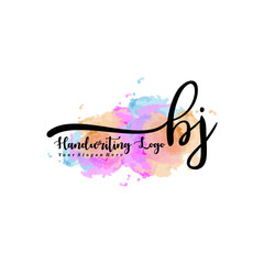 Fototapeta premium Initial BJ handwriting watercolor logo vector. Letter handwritten logo template,watercolor template for, beauty, fashion, wedding, wedding invitation, business card