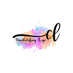 Initial CL handwriting watercolor logo vector. Letter handwritten logo template,watercolor template for, beauty, fashion, wedding, wedding invitation, business card