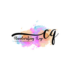 Initial CQ handwriting watercolor logo vector. Letter handwritten logo template,watercolor template for, beauty, fashion, wedding, wedding invitation, business card