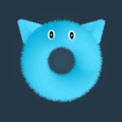 Letter O fluffy doll logo isolated. Alphabet vector image