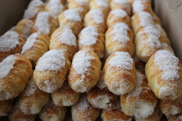 Homemade sweets on a plate in the bakery shop, Sweet dessert