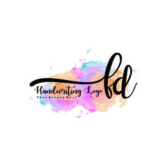 Obraz premium Initial FD handwriting watercolor logo vector. Letter handwritten logo template,watercolor template for, beauty, fashion, wedding, wedding invitation, business card