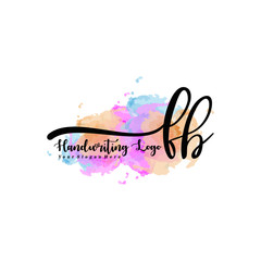 Obraz premium Initial FB handwriting watercolor logo vector. Letter handwritten logo template,watercolor template for, beauty, fashion, wedding, wedding invitation, business card