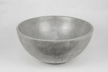 Concrete vase in the loft style on a white background.
