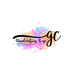 Initial GC handwriting watercolor logo vector. Letter handwritten logo template,watercolor template for, beauty, fashion, wedding, wedding invitation, business card