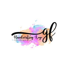 Initial GF handwriting watercolor logo vector. Letter handwritten logo template,watercolor template for, beauty, fashion, wedding, wedding invitation, business card