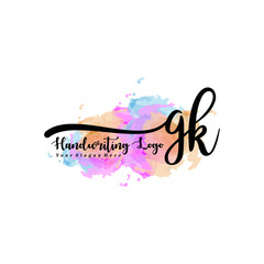 Initial GK handwriting watercolor logo vector. Letter handwritten logo template,watercolor template for, beauty, fashion, wedding, wedding invitation, business card