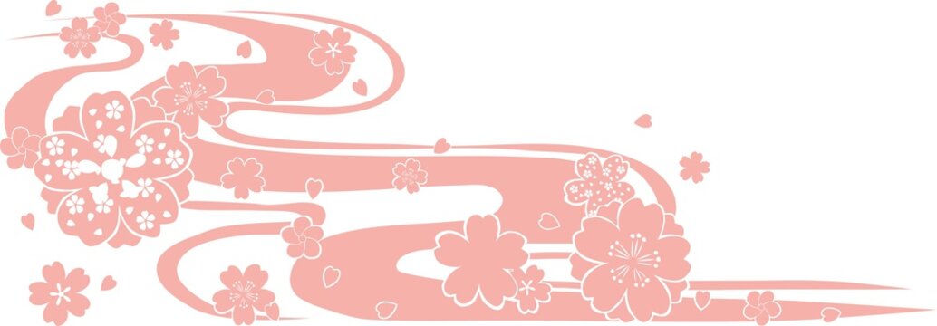 桜の花びらと流線を使った和風の模様