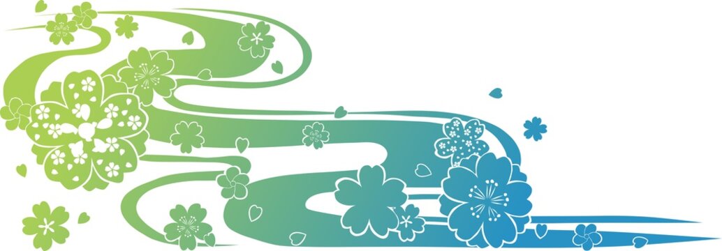 桜の花びらと流線を使った和風の模様