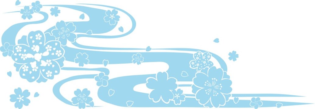 桜の花びらと流線を使った和風の模様