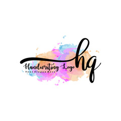 Initial HG handwriting watercolor logo vector. Letter handwritten logo template,watercolor template for, beauty, fashion, wedding, wedding invitation, business card