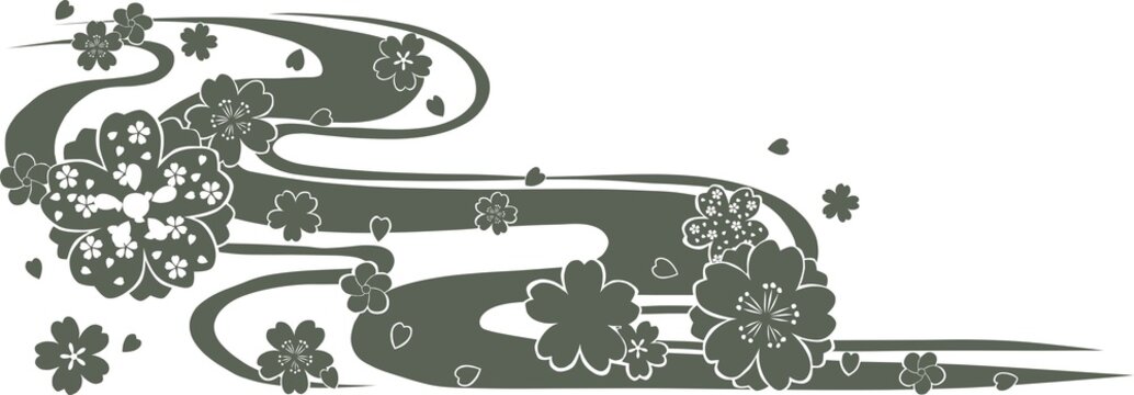 桜の花びらと流線を使った和風の模様
