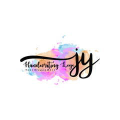 Initial JY handwriting watercolor logo vector. Letter handwritten logo template,watercolor template for, beauty, fashion, wedding, wedding invitation, business card
