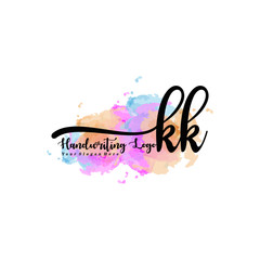 Initial KK  handwriting watercolor logo vector. Letter handwritten logo template,watercolor template for, beauty, fashion, wedding, wedding invitation, business card