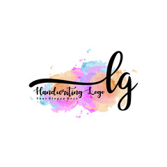 Initial LG handwriting watercolor logo vector. Letter handwritten logo template,watercolor template for, beauty, fashion, wedding, wedding invitation, business card