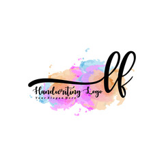 Obraz premium Initial LF handwriting watercolor logo vector. Letter handwritten logo template,watercolor template for, beauty, fashion, wedding, wedding invitation, business card