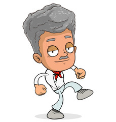 Cartoon funny smiling old cook boy character in uniform. Layered vector for animations. Isolated on white background. Vector icon.