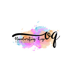 Initial OQ handwriting watercolor logo vector. Letter handwritten logo template,watercolor template for, beauty, fashion, wedding, wedding invitation, business card