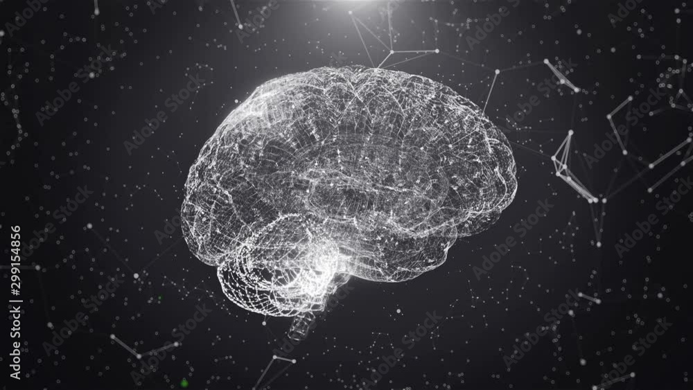 Poster white 3d structural brain with abstract background