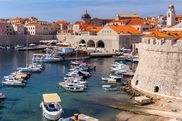 Dubrovnik. Old city walls and towers in the early morning.