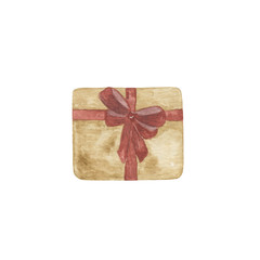 Traditional seasonal Christmas pattern, a gift box with a ribbon bow in vibrant vintage colors