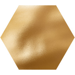 Gold metallic foil shape and texture for decor on the white isolated background. 