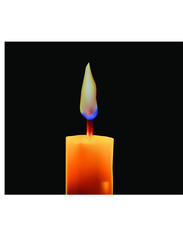 three candles on black background