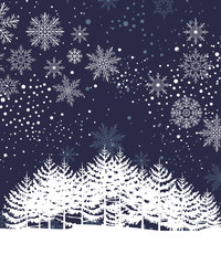 Vector illustration of a Christmas landscapes. Happy Christmas greeting card