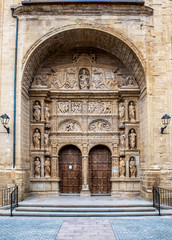 Richly ornamented main entrance of Parroquia de Santo Tomás (Parish Church of St. Thomas the Apostle) in Haro, La Rioja, Spain