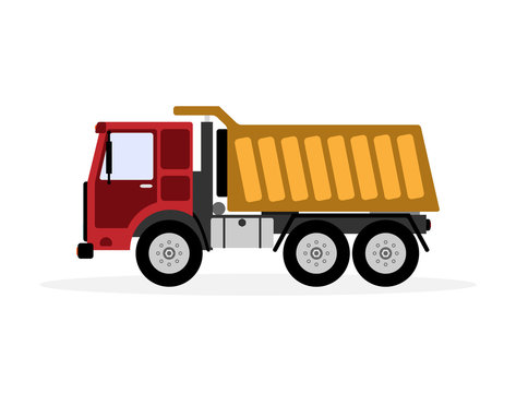 Isolated color dump truck. Flat vector illustration.