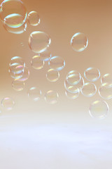Rainbow soap bubbles on a background