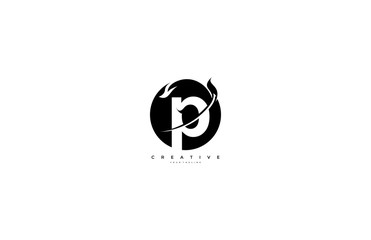 initial P letter linked circle shape luxury flourishes stylish logo