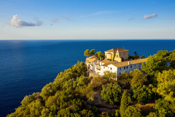 Aerial view on a greek monastery on Corfu