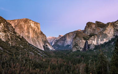 Sunset scene from Tunnel View in Yosemite National Park,Califonia,USA