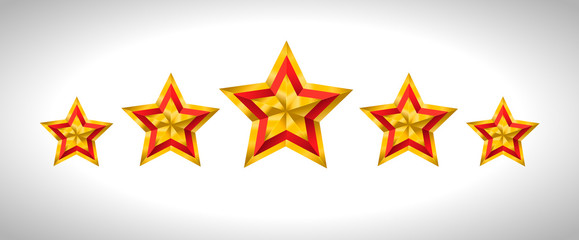 Vector illustration of 5 gold stars christmas new year holiday 3D