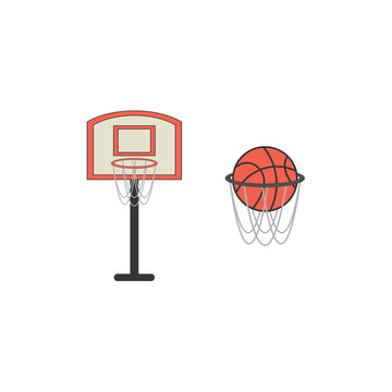 basketball hoop and ball basketball hoop with basketball, vector illustration
