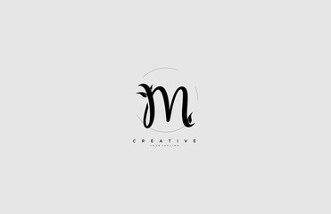Logo Text Letter M Bold Green Eco Element Illustration