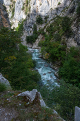 Fototapeta na wymiar Valley with the passage of the river Cares in the Picos de Europa