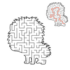 Abstract maze. Game for kids. Puzzle for children. Labyrinth conundrum. Black vector illustration. Find the right path. The development of logical thinking. Education worksheet. With answer.