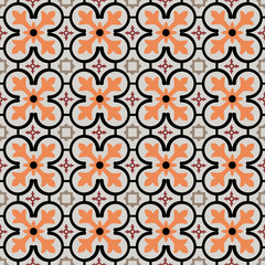 Orange and blue seamless geometrical patterns