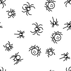 Spider Silhouette Vector Seamless Pattern Thin Line Illustration