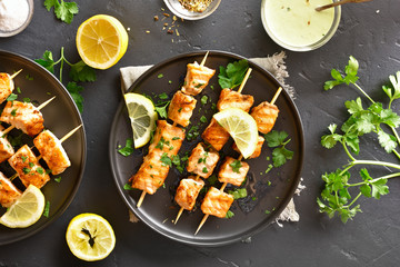 Barbecue salmon skewers
