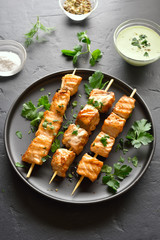 Barbecue salmon skewers