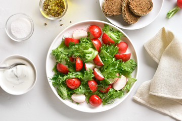 Radish salad with lettuce leaves