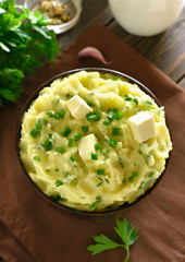 Mashed potatoes with green onion and butter