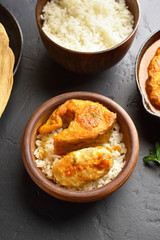 Fish curry with rice