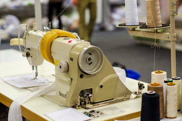 Close-up of Sewing Factory Machine