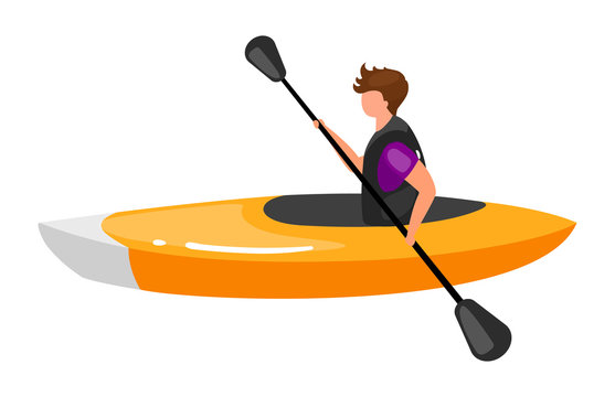 Kayaking flat vector illustration. Extreme sports experience. Active  lifestyle. Summer vacation outdoor fun activities. Sportsman in canoe boat  isolated cartoon character on white background Stock Vector | Adobe Stock